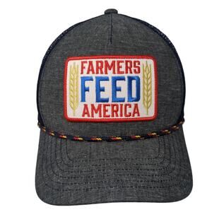 Farmers Feed America Snapback Trucker Hat Gray OS Embroidered Rope Rural Cloth